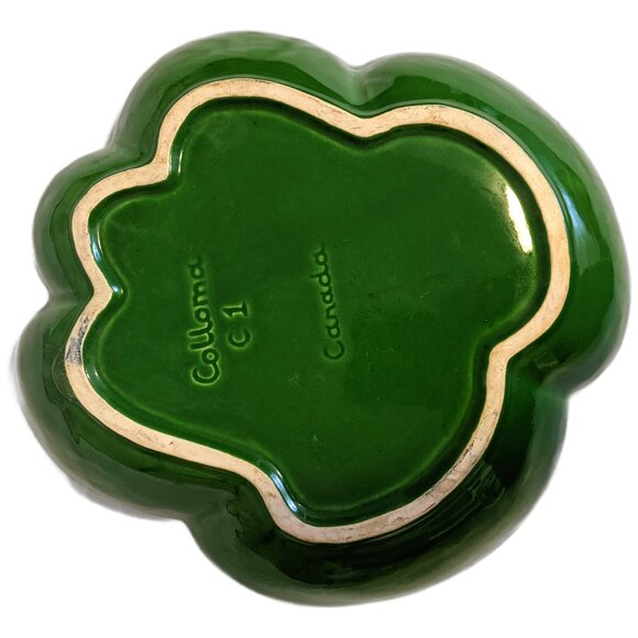 Vintage Colloma Made in Canada Signed Green Bowl Pottery Decor Serving 11 inch - Picture 2 of 7